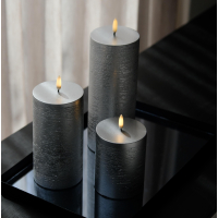 Uyuni stompkaars pillar candle grey 7,8 x 20 cm